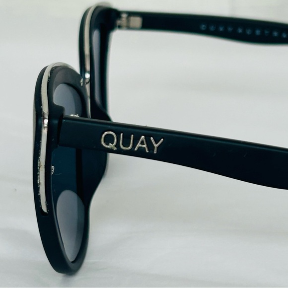 Quay Australia Chic, Retro Vintage Inspired Neutral Black Cat-Eye Sunglasses